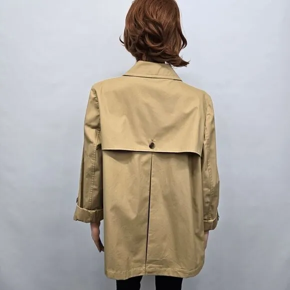 Crown &amp; Ivy Short Trench Coat Double Breasted Striped Sleeves Water Resistant