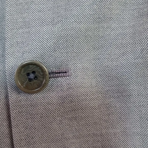Daniel Cremieux Loro Piana 100% Wool 44 R Gray Herringbone Blazer Jacket Coat