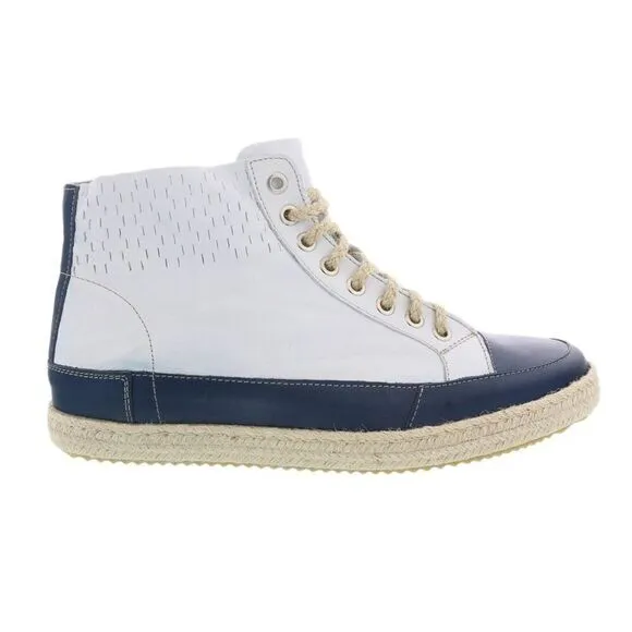 Daniela Fargion Blue White Leather Espadrille High Top Sneakers-10