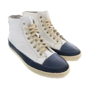 Daniela Fargion Blue White Leather Espadrille High Top Sneakers-10