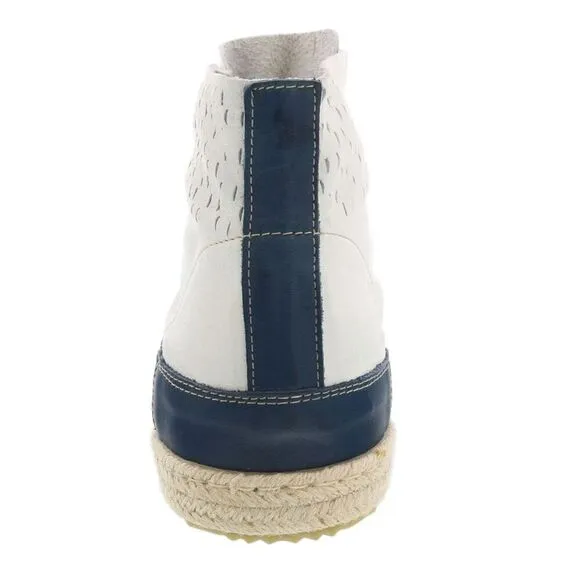 Daniela Fargion Blue White Leather Espadrille High Top Sneakers-10