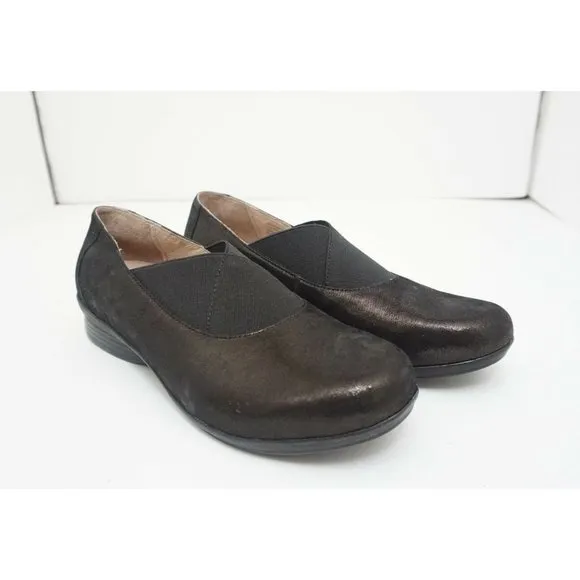 Dansko Ann Women's Comfort Slip On Shoes Black Metallic Suede EU 41 US 10.5 - 11