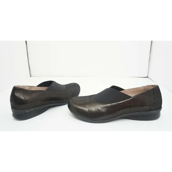 Dansko Ann Women's Comfort Slip On Shoes Black Metallic Suede EU 41 US 10.5 - 11