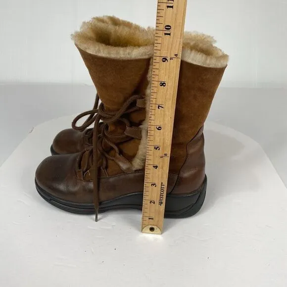 Dansko Chris shearling leather mid calf winter boots SZ 37 Brown Slip Resistant