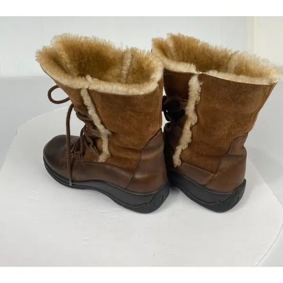 Dansko Chris shearling leather mid calf winter boots SZ 37 Brown Slip Resistant