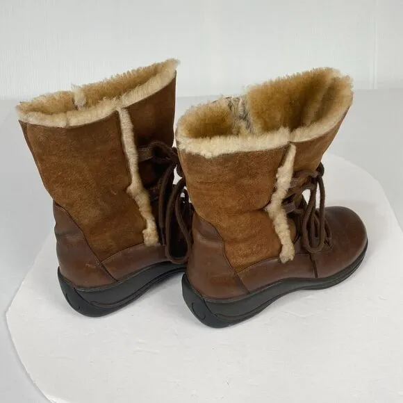 Dansko Chris shearling leather mid calf winter boots SZ 37 Brown Slip Resistant