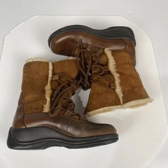 Dansko Chris shearling leather mid calf winter boots SZ 37 Brown Slip Resistant