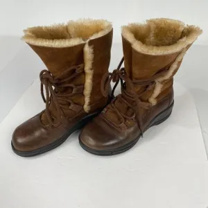 Dansko Chris shearling leather mid calf winter boots SZ 37 Brown Slip Resistant