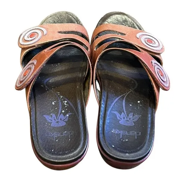 Dansko Dixie Women's Coral Leather Slide Wedge Artsy Boho Sandals EU 37/ US 6.5