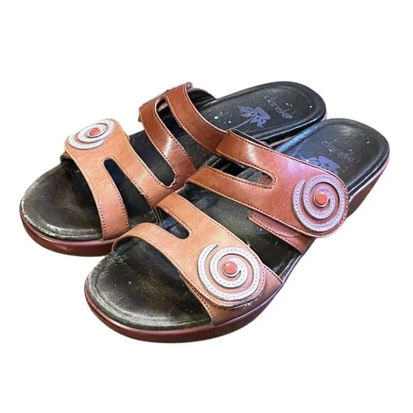 Dansko Dixie Women's Coral Leather Slide Wedge Artsy Boho Sandals EU 37/ US 6.5