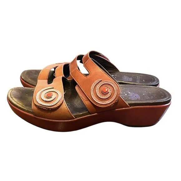 Dansko Dixie Women's Coral Leather Slide Wedge Artsy Boho Sandals EU 37/ US 6.5