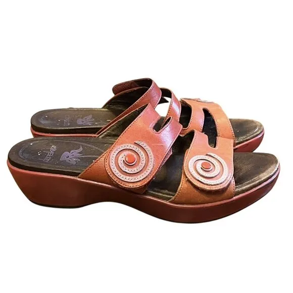 Dansko Dixie Women's Coral Leather Slide Wedge Artsy Boho Sandals EU 37/ US 6.5