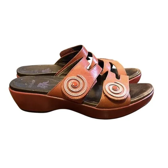 Dansko Dixie Women's Coral Leather Slide Wedge Artsy Boho Sandals EU 37/ US 6.5