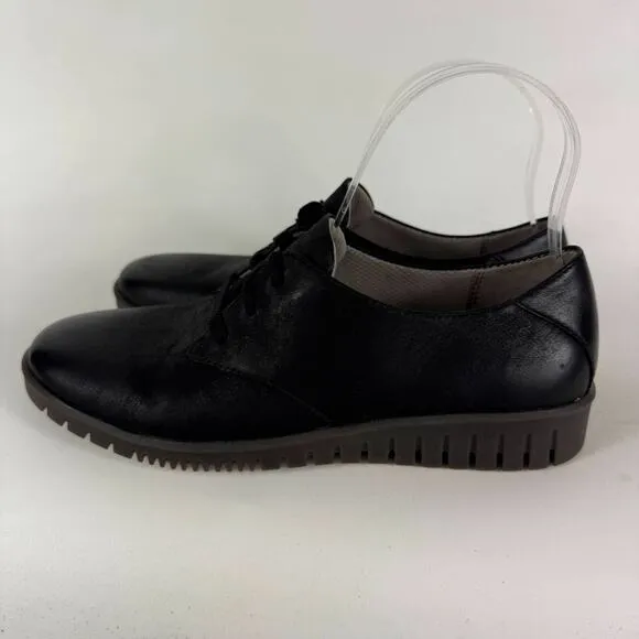 Dansko Libbie Oxford Shoes Women's 6.5 Black Leather Lace-Up Round Toe Casual