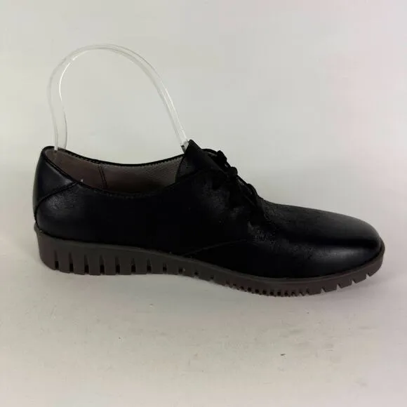 Dansko Libbie Oxford Shoes Women's 6.5 Black Leather Lace-Up Round Toe Casual