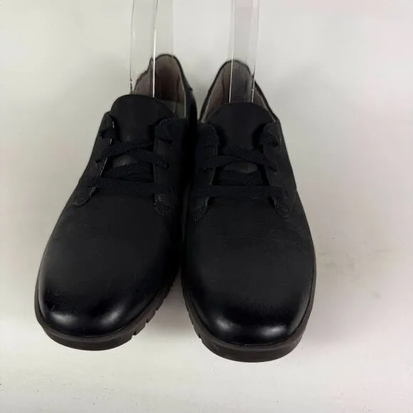 Dansko Libbie Oxford Shoes Women's 6.5 Black Leather Lace-Up Round Toe Casual