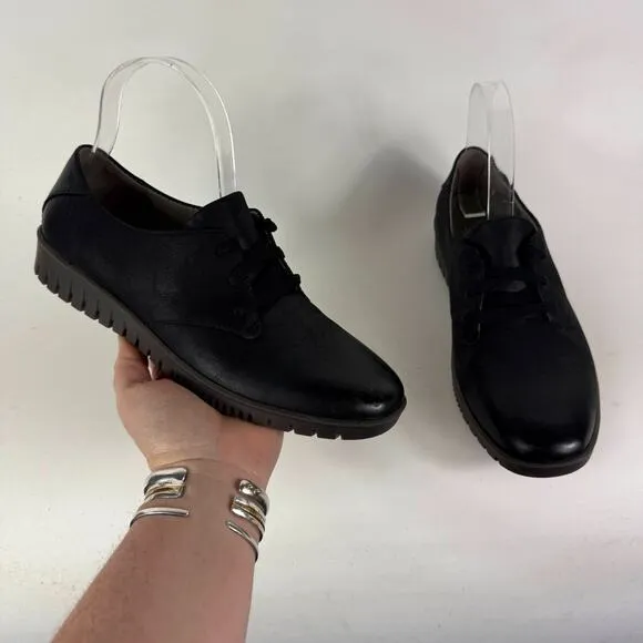 Dansko Libbie Oxford Shoes Women's 6.5 Black Leather Lace-Up Round Toe Casual