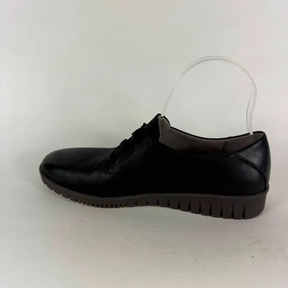 Dansko Libbie Oxford Shoes Women's 6.5 Black Leather Lace-Up Round Toe Casual