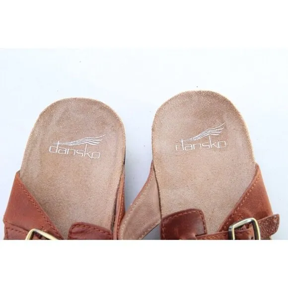 Dansko Remi Waxy Sandals Women's Leather Sz 38 Us 7.5-8 Shoes