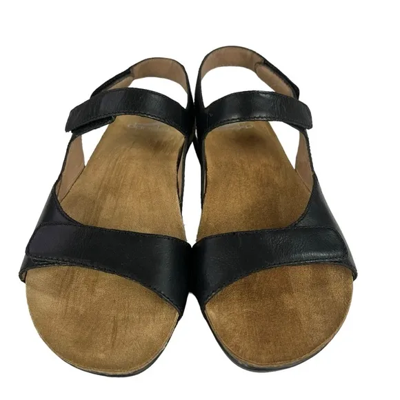 Dansko Ronda Waxy Rurnished Black Womens‎ Sandals Size US6.5  EU37