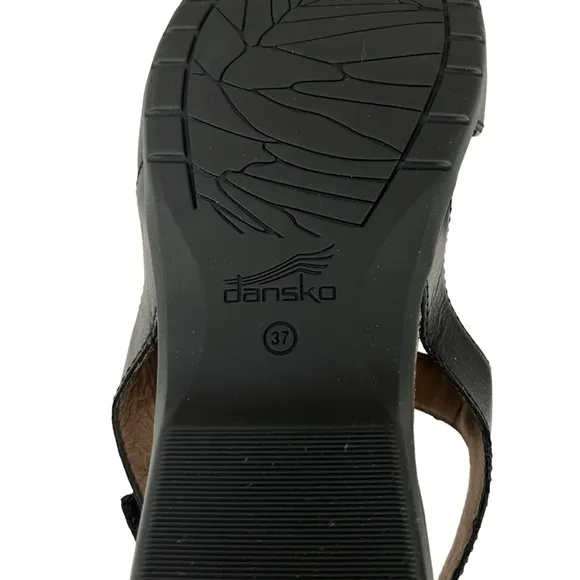 Dansko Ronda Waxy Rurnished Black Womens‎ Sandals Size US6.5  EU37