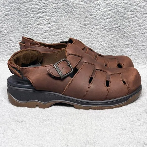 Dansko Sport Mens Size 43 US 9.5-10 Fisherman Sandals Shoes Brown Leather Buckle