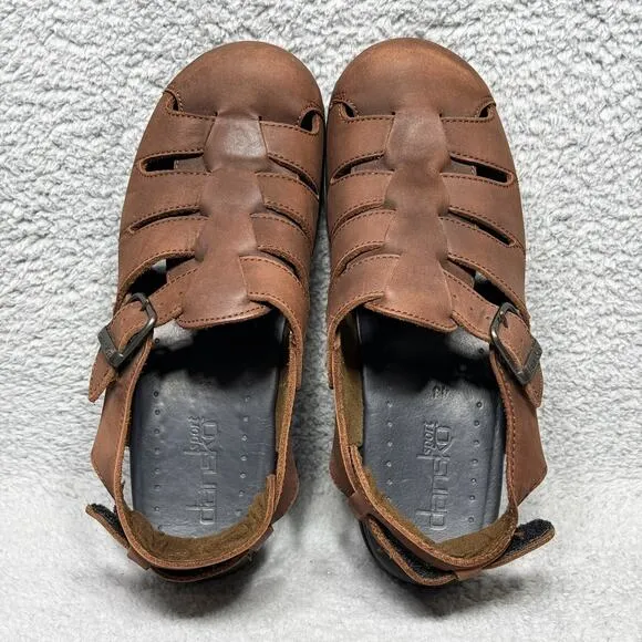 Dansko Sport Mens Size 43 US 9.5-10 Fisherman Sandals Shoes Brown Leather Buckle
