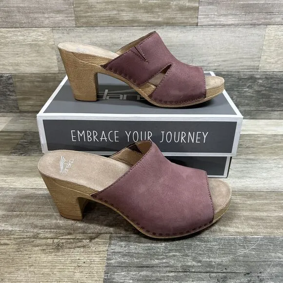 Dansko Tandi Sandals Women’s US 7.5-8 EU 38 Rose Suede Nubuck Wedge Shoes Clogs
