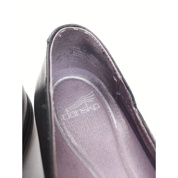 Dansko Women Mindy Shoes Black Embroidered Leather Slip On Wedge Sz 40 US 9.5-10