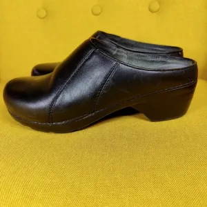 DANSKO Women's Suri Clogs Black Leather Slip On Shoes Size 8.5-9 EU 39