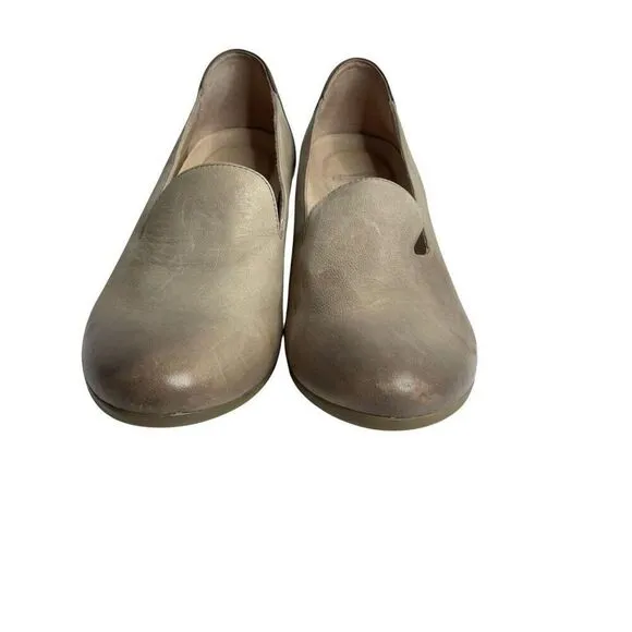 Dansko Preston Stone leather loafers heels Size 38 block heel comfort shoes