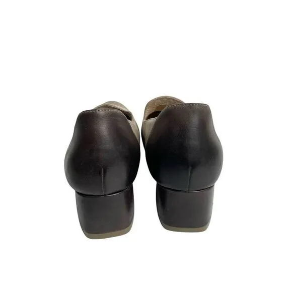Dansko Preston Stone leather loafers heels Size 38 block heel comfort shoes