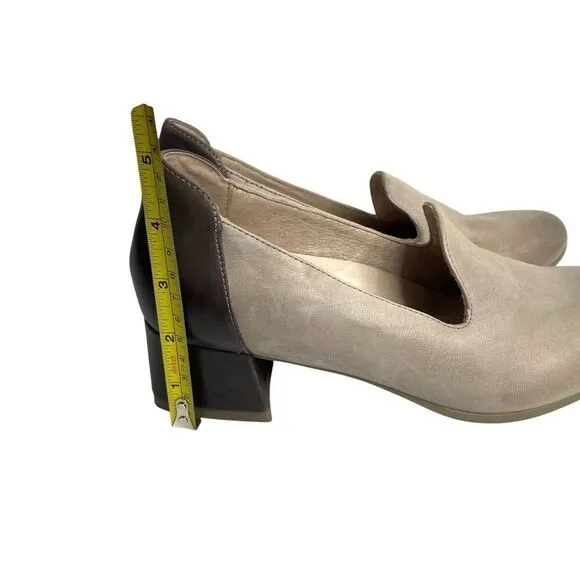 Dansko Preston Stone leather loafers heels Size 38 block heel comfort shoes