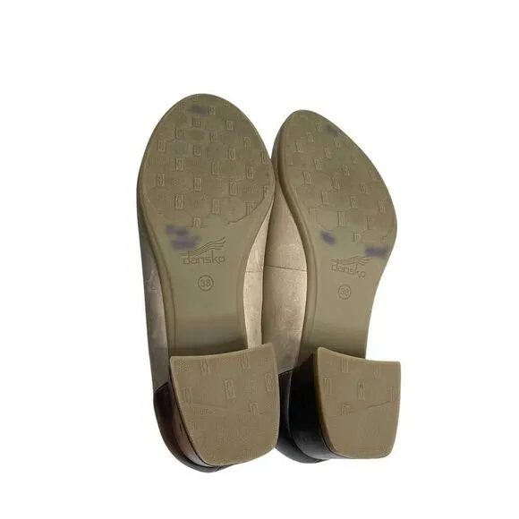 Dansko Preston Stone leather loafers heels Size 38 block heel comfort shoes