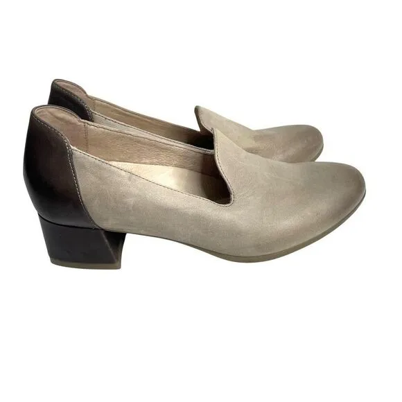 Dansko Preston Stone leather loafers heels Size 38 block heel comfort shoes
