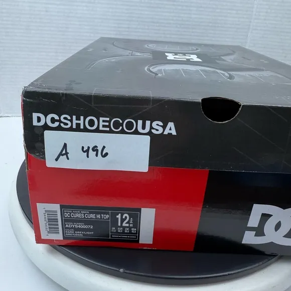 DC Mens Cures Cure Hi Top Dark Grey Light Grey Sneakers Skate Shoes Size 12 NEW