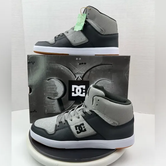 DC Mens Cures Cure Hi Top Dark Grey Light Grey Sneakers Skate Shoes Size 12 NEW