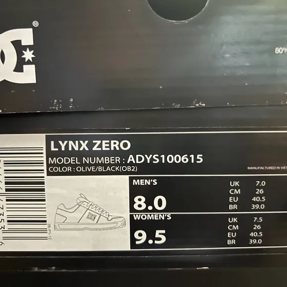 DC Men's Lynx Zero Low Top Skate Shoe Sneaker, Olive/Black, men 8 women 9.5