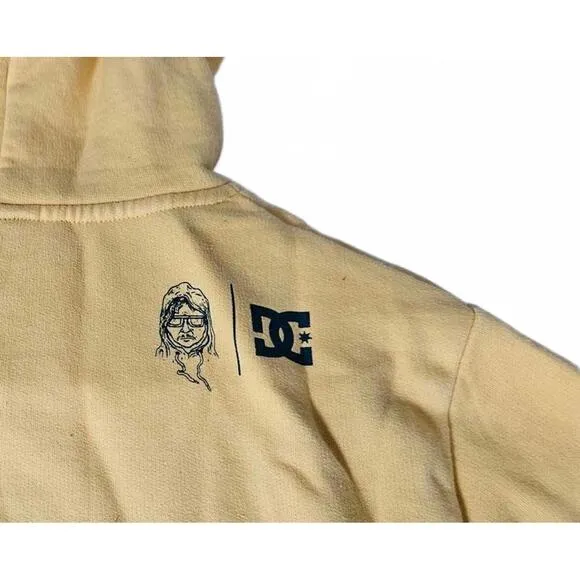 DC Shoes Vintage Unisex Yellow Graphic Hoodie With Faces Size Medium