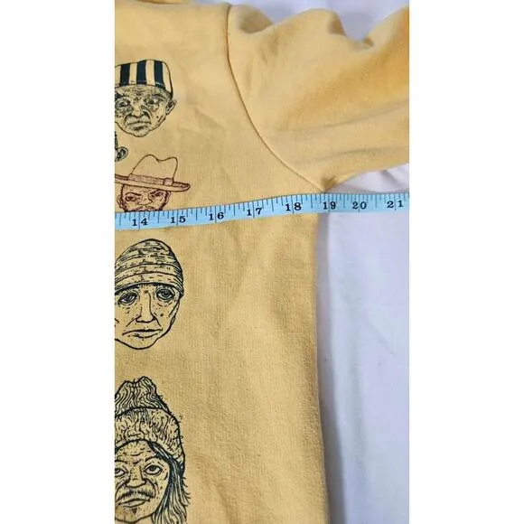 DC Shoes Vintage Unisex Yellow Graphic Hoodie With Faces Size Medium