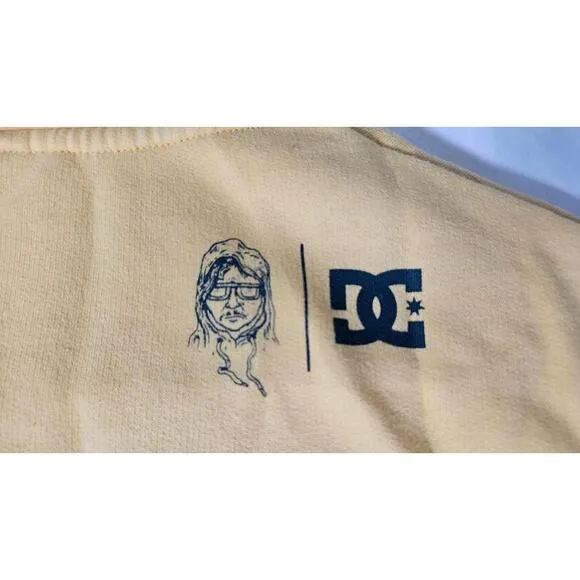 DC Shoes Vintage Unisex Yellow Graphic Hoodie With Faces Size Medium