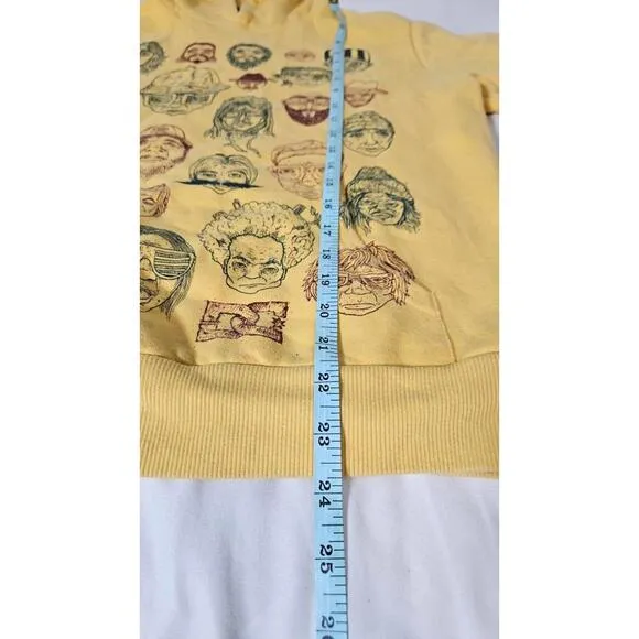 DC Shoes Vintage Unisex Yellow Graphic Hoodie With Faces Size Medium