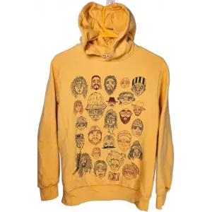 DC Shoes Vintage Unisex Yellow Graphic Hoodie With Faces Size Medium