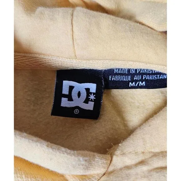DC Shoes Vintage Unisex Yellow Graphic Hoodie With Faces Size Medium