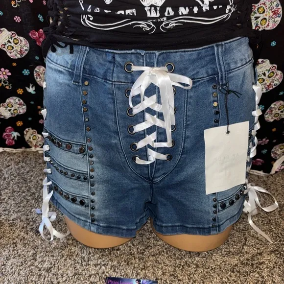 Denim Lace-Up Women's Shorts