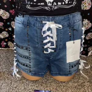 Denim Lace-Up Women's Shorts