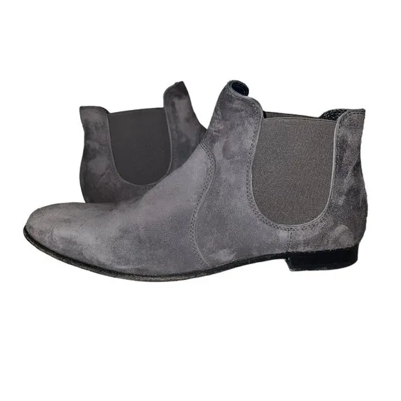 Designer Pedro Garcia Gray Leather Suede Slip-On Booties Size 37.5 or 7.…