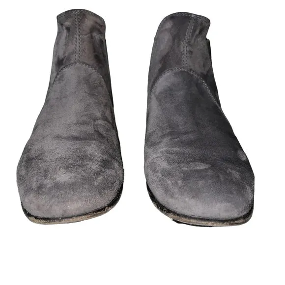 Designer Pedro Garcia Gray Leather Suede Slip-On Booties Size 37.5 or 7.…