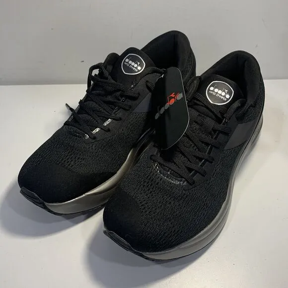 Diadora Mythos MDS Men's Black White Logo Lace Up Running Shoes Sneakers Size 10