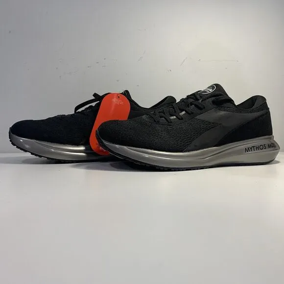 Diadora Mythos MDS Men's Black White Logo Lace Up Running Shoes Sneakers Size 10